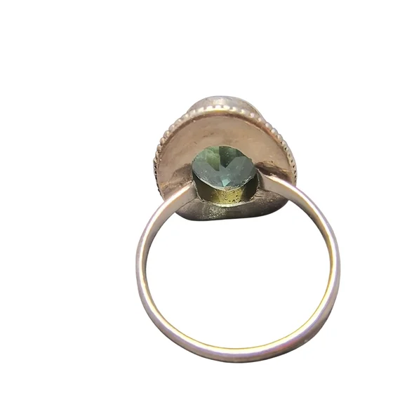 Vintage Handmade Light Blue Faceted Glass Crystal And Sterling Silver Ring - Picture 9 of 12